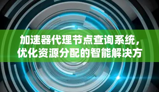 加速器代理节点查询系统，优化资源分配的智能解决方案